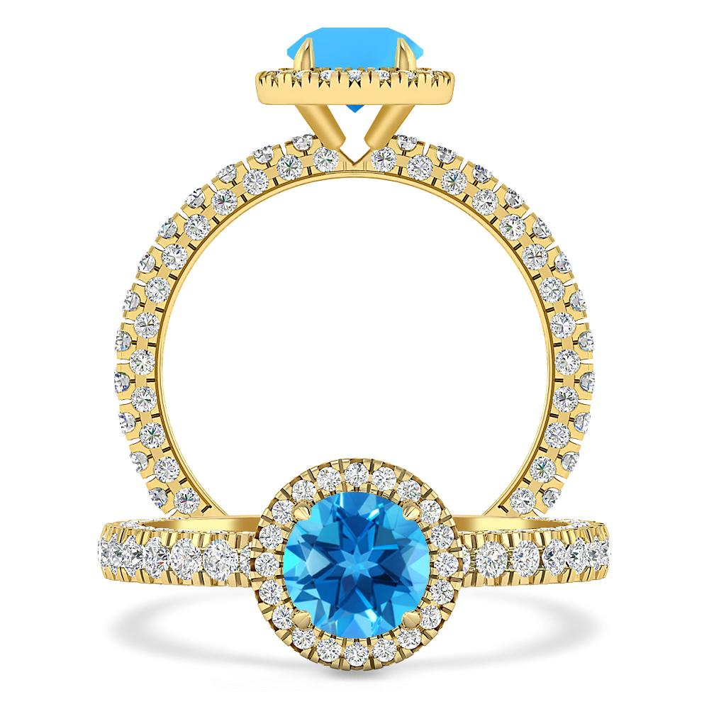 Yellow Gold - Blue Topaz