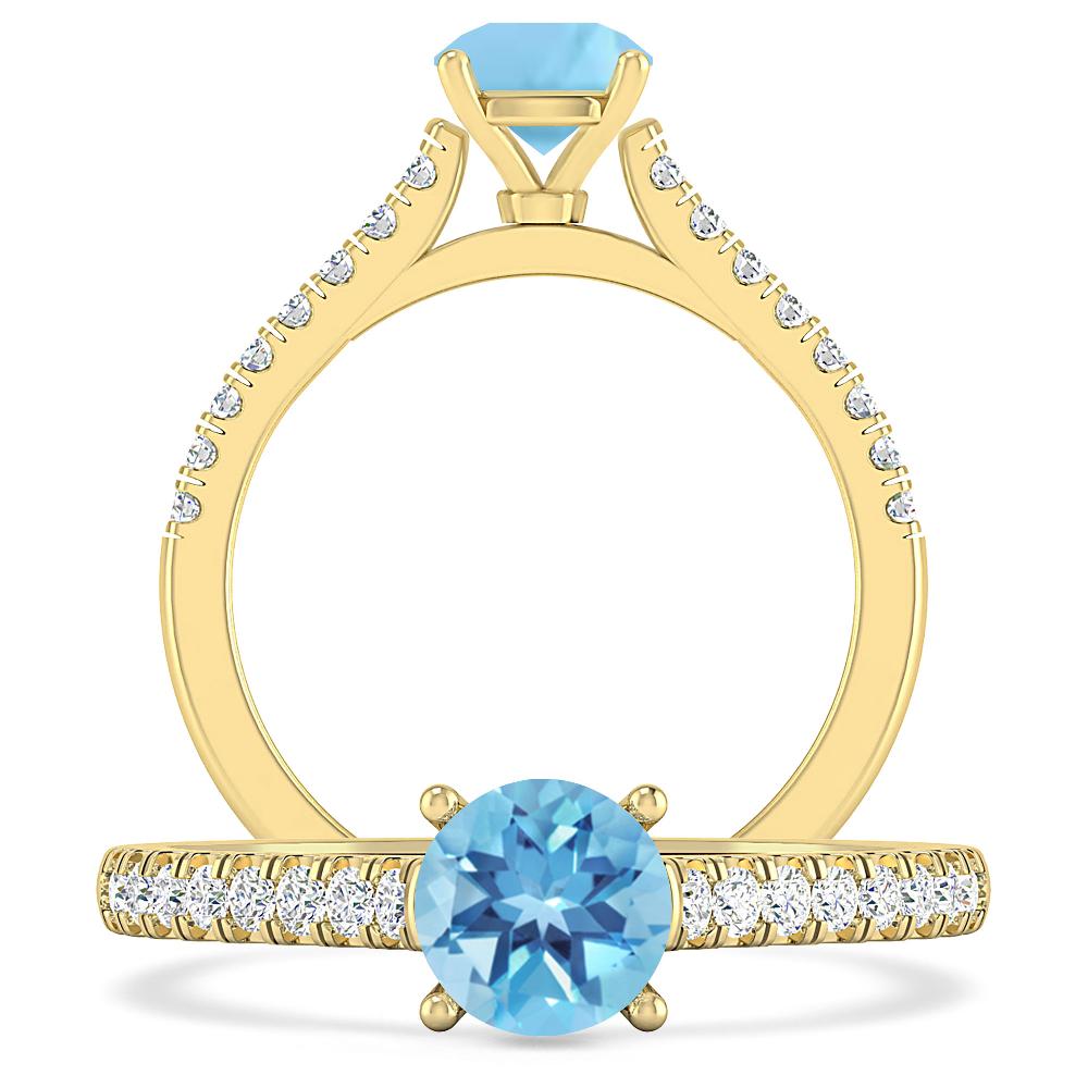 Yellow Gold - Blue Topaz