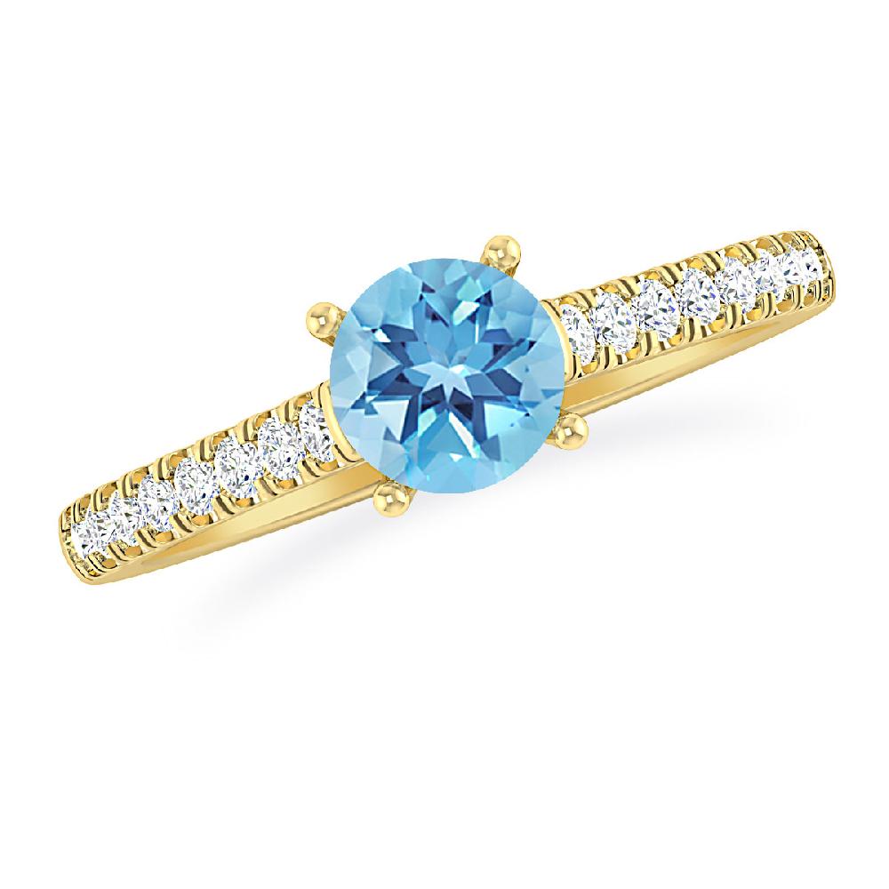 Yellow Gold - Blue Topaz