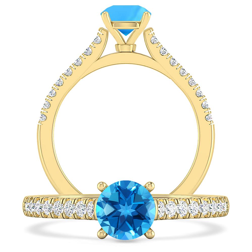 Yellow Gold - Blue Topaz