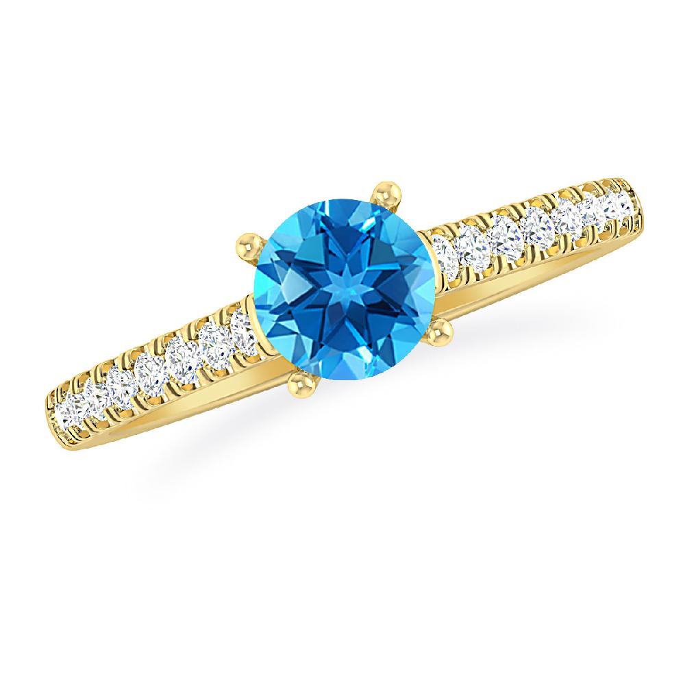 Yellow Gold - Blue Topaz