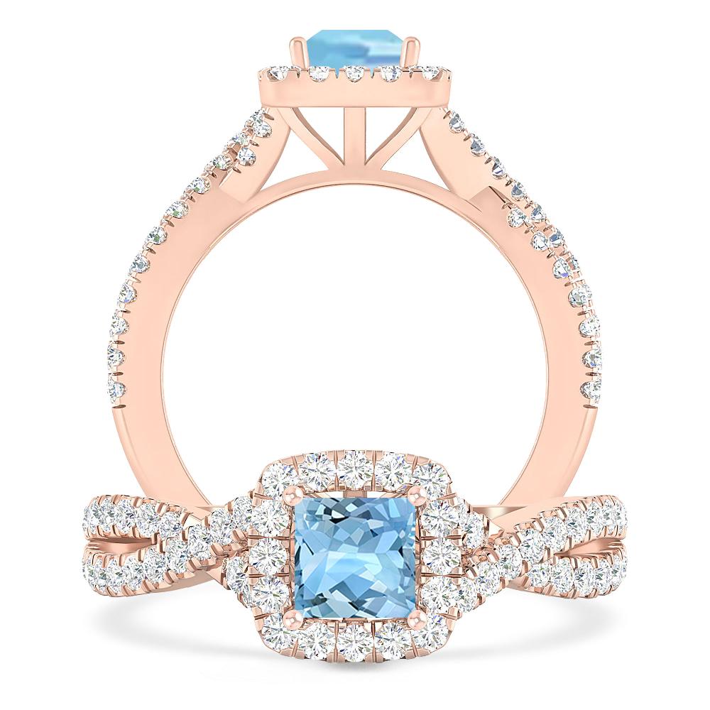 Rose Gold - Aquamarine