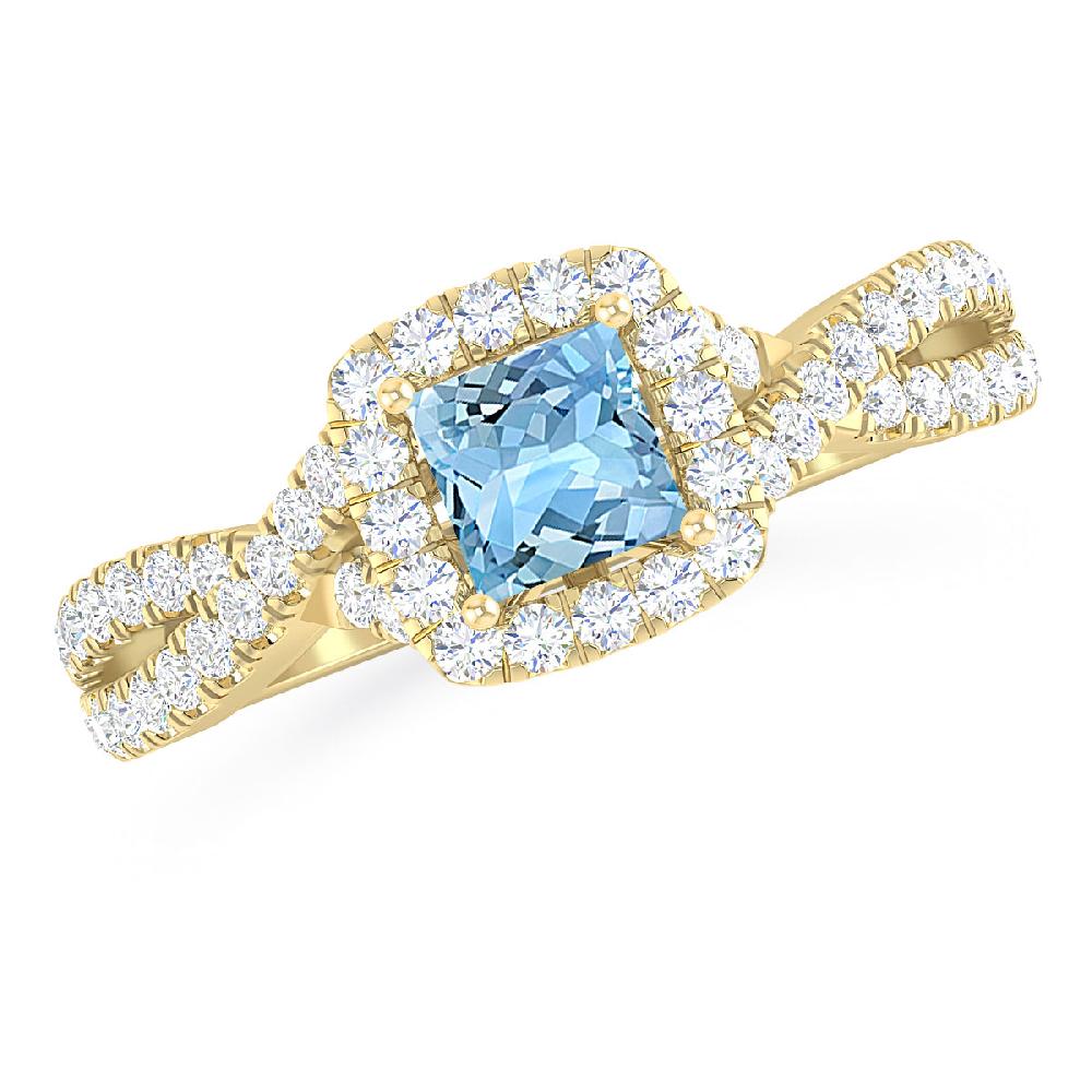 Yellow Gold - Aquamarine