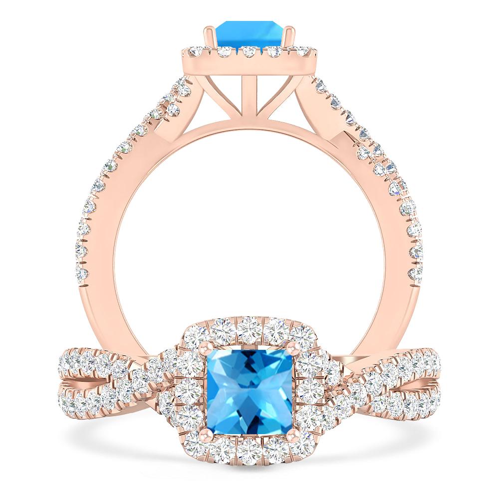 Rose Gold - Blue Topaz