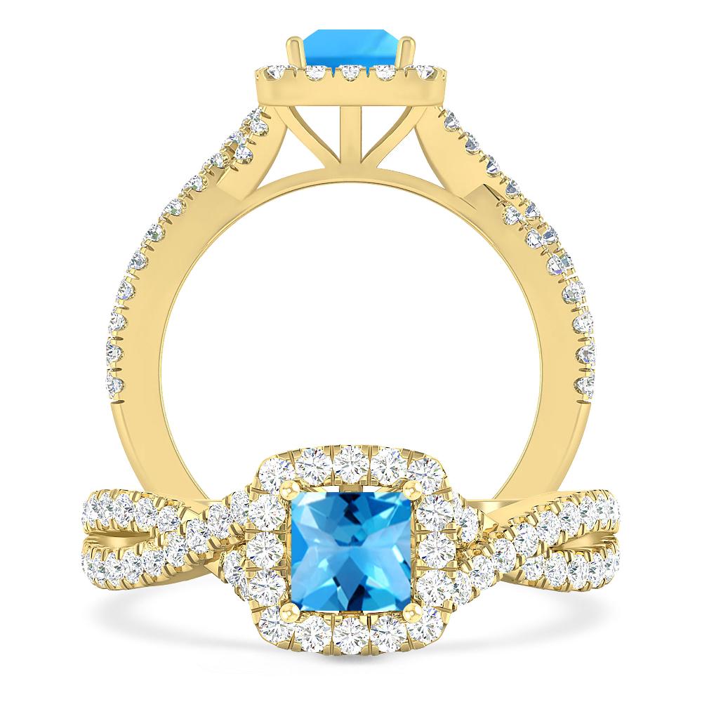 Yellow Gold - Blue Topaz