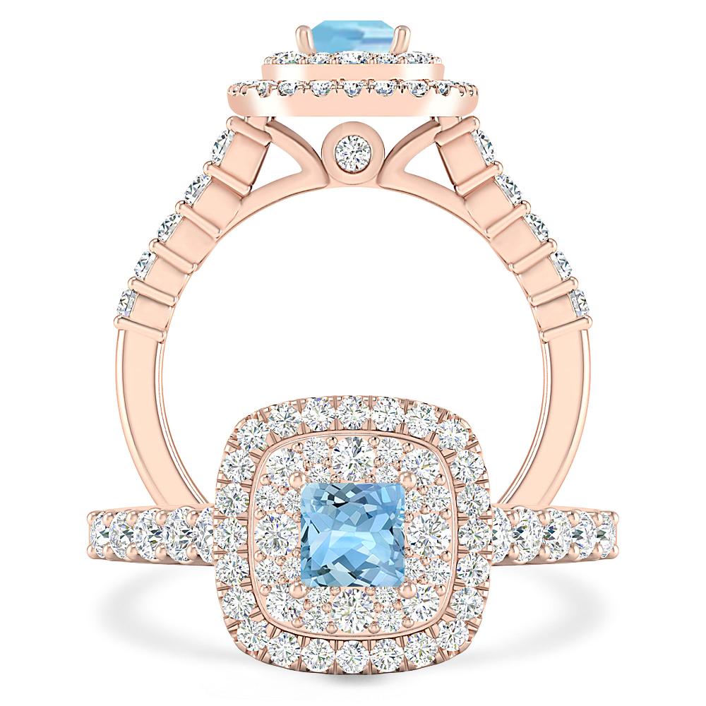 Rose Gold - Aquamarine