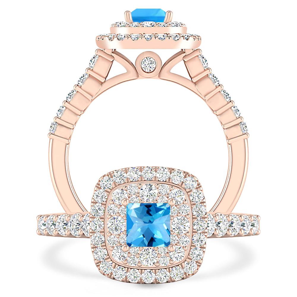 Rose Gold - Blue Topaz