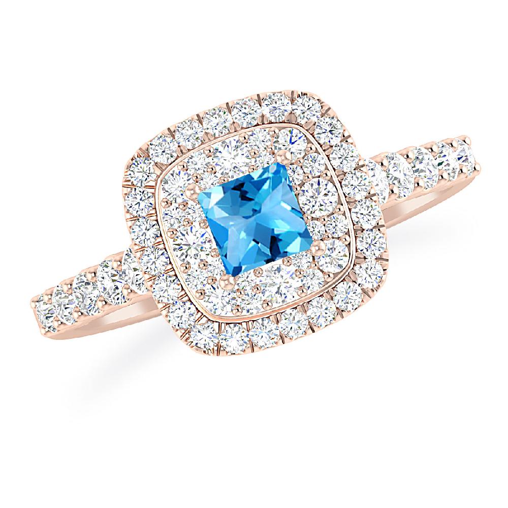 Rose Gold - Blue Topaz