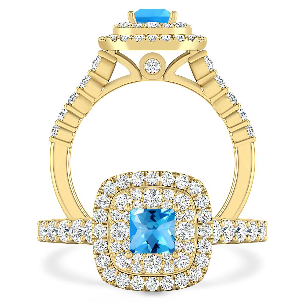 Yellow Gold - Blue Topaz