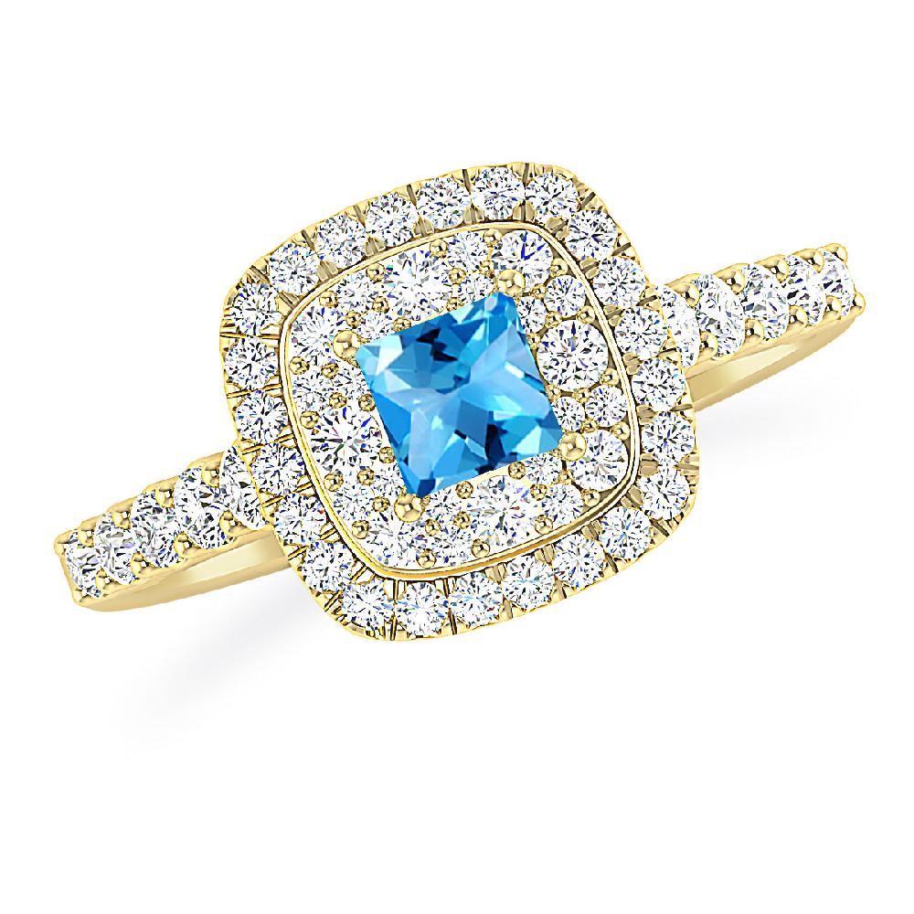 Yellow Gold - Blue Topaz