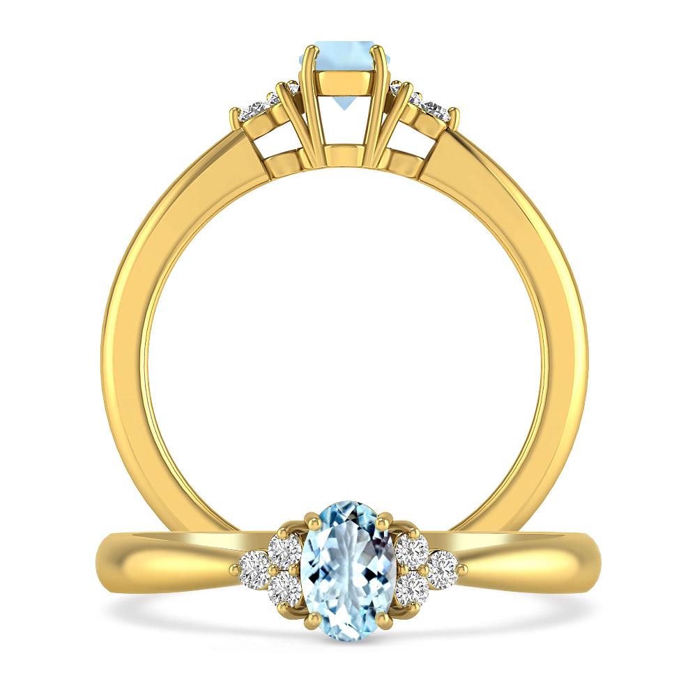 Yellow Gold - Aquamarine