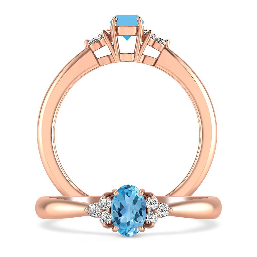 Rose Gold - Blue Topaz