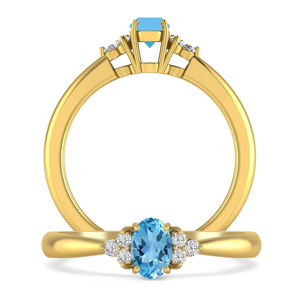 Yellow Gold - Blue Topaz