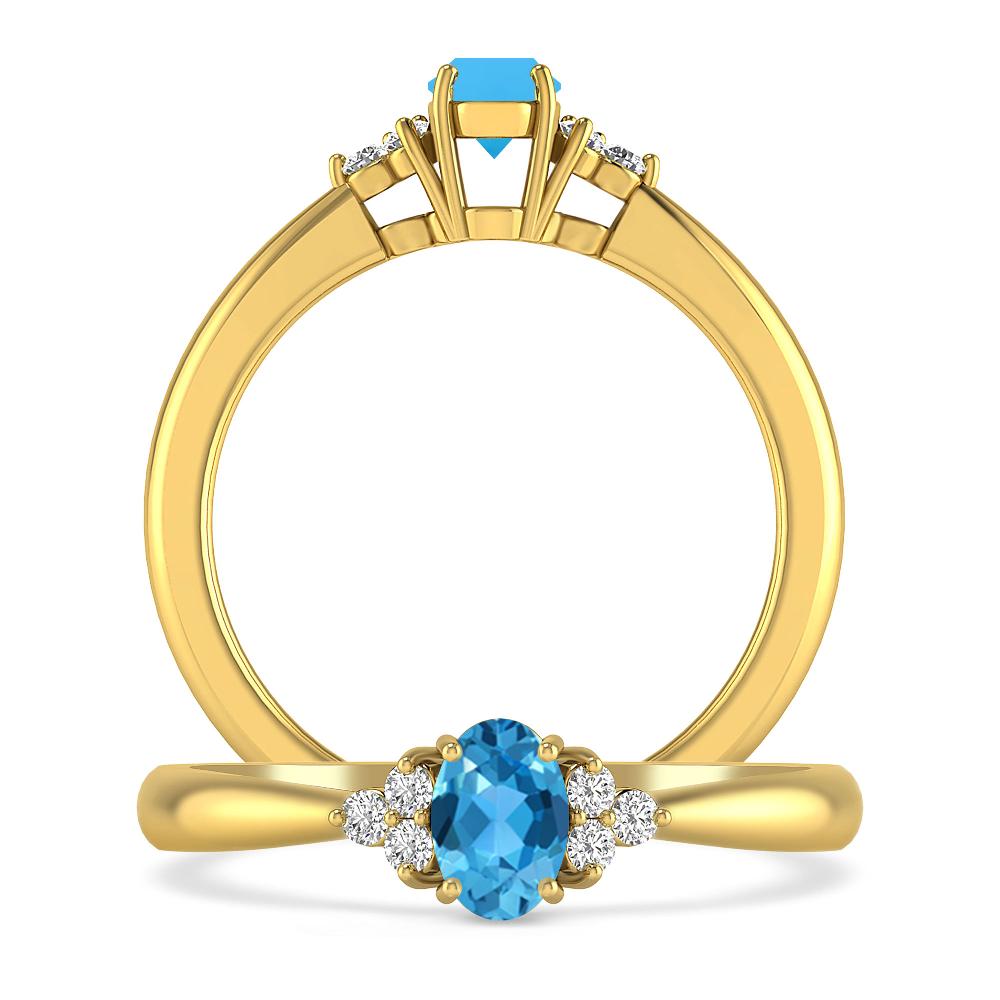 Yellow Gold - Blue Topaz