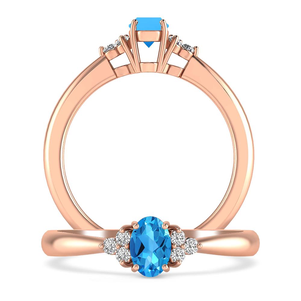 Rose Gold - Blue Topaz