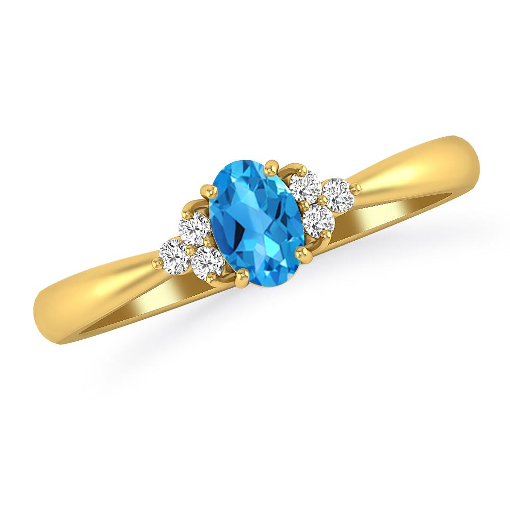 Yellow Gold - Blue Topaz