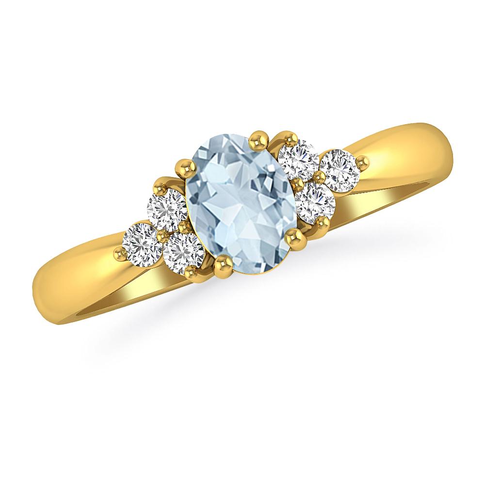 Yellow Gold - Aquamarine