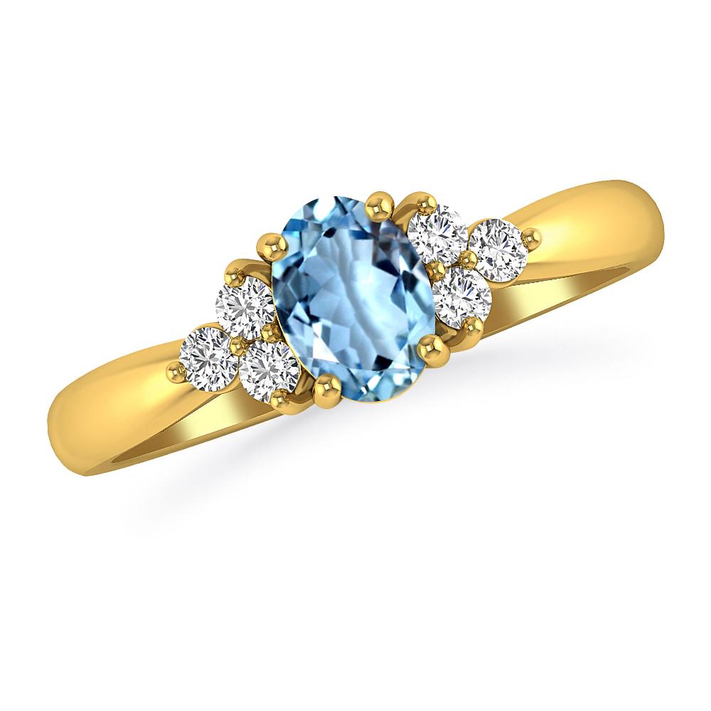 Yellow Gold - Aquamarine