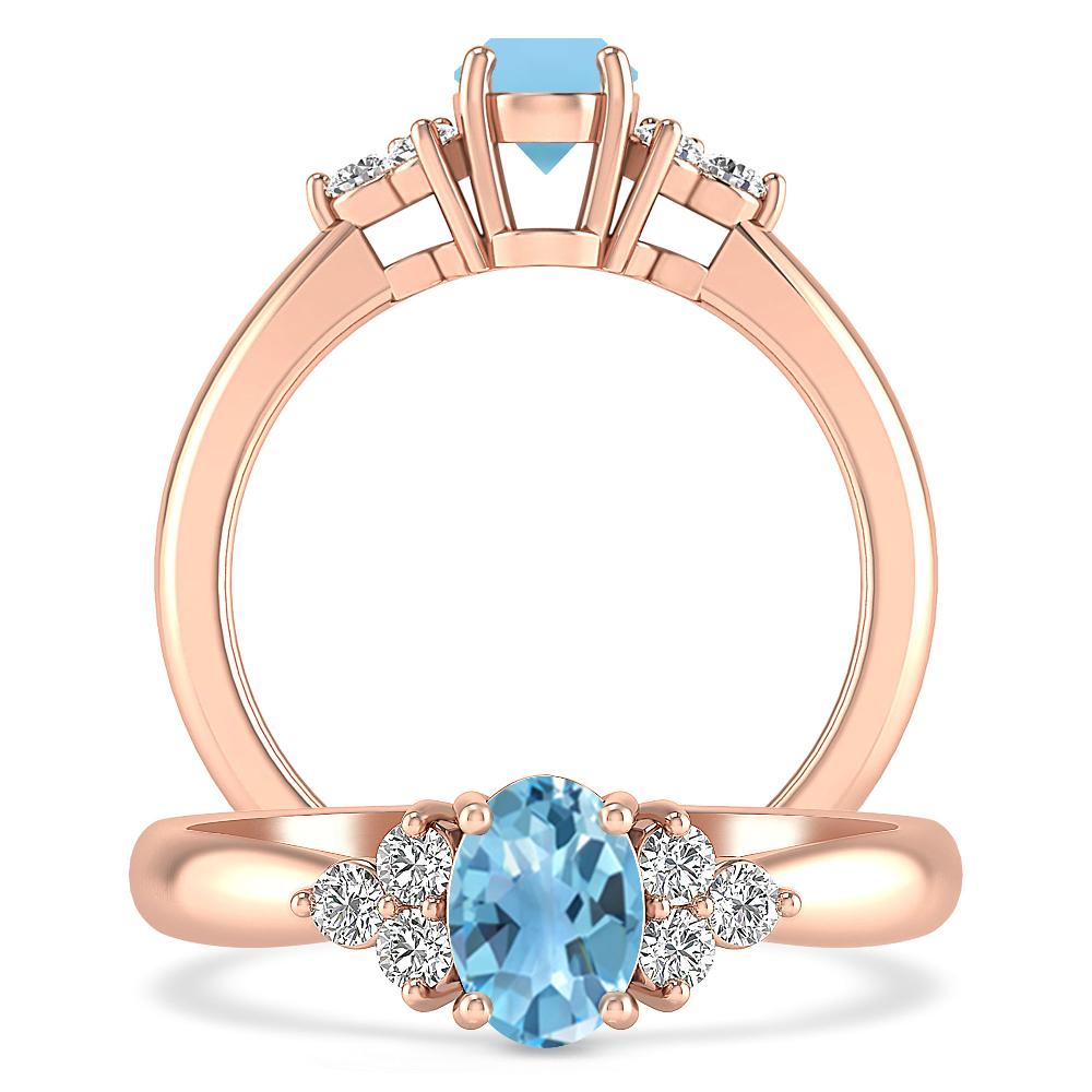 Rose Gold - Blue Topaz