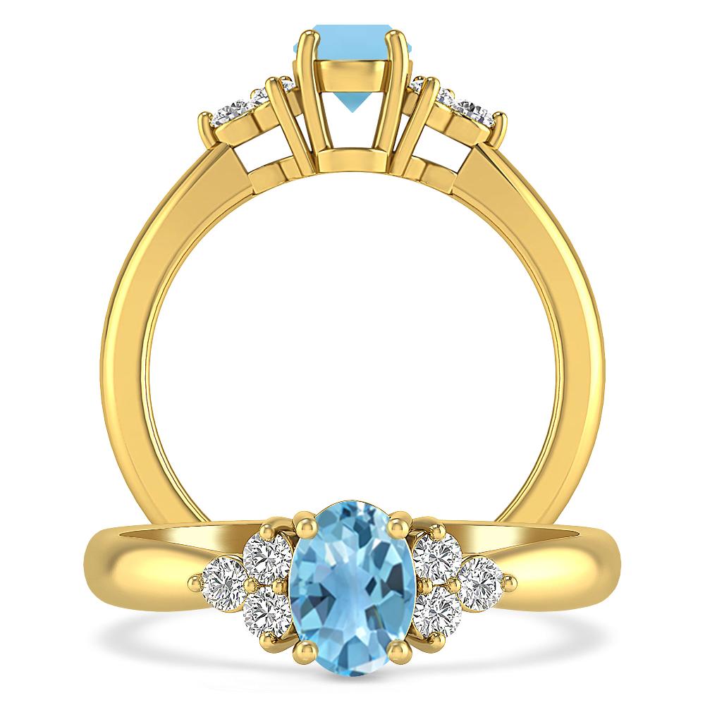 Yellow Gold - Blue Topaz