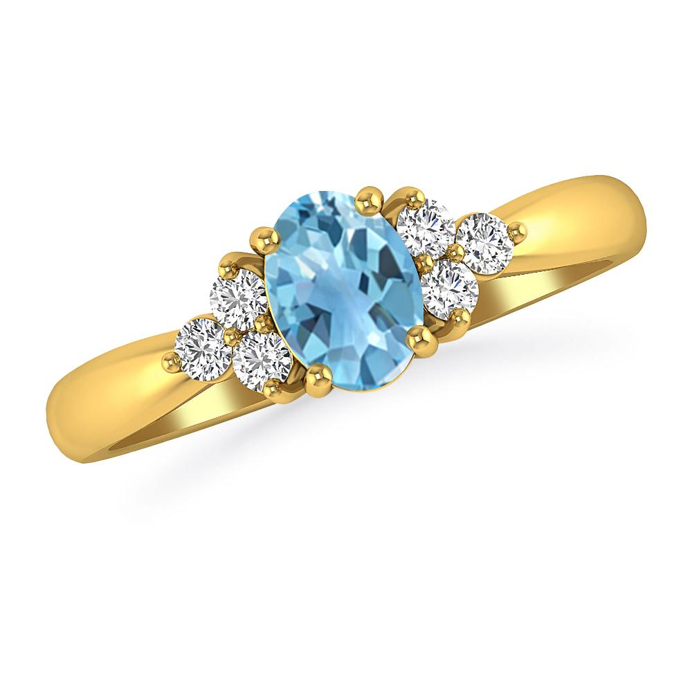 Yellow Gold - Blue Topaz