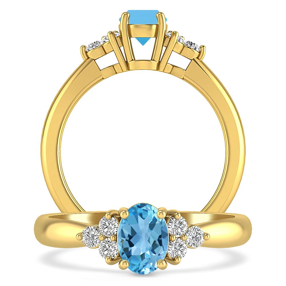 Yellow Gold - Blue Topaz