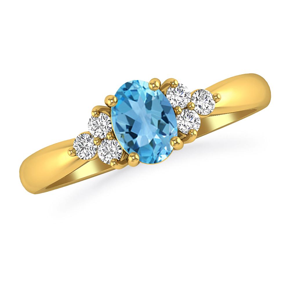 Yellow Gold - Blue Topaz