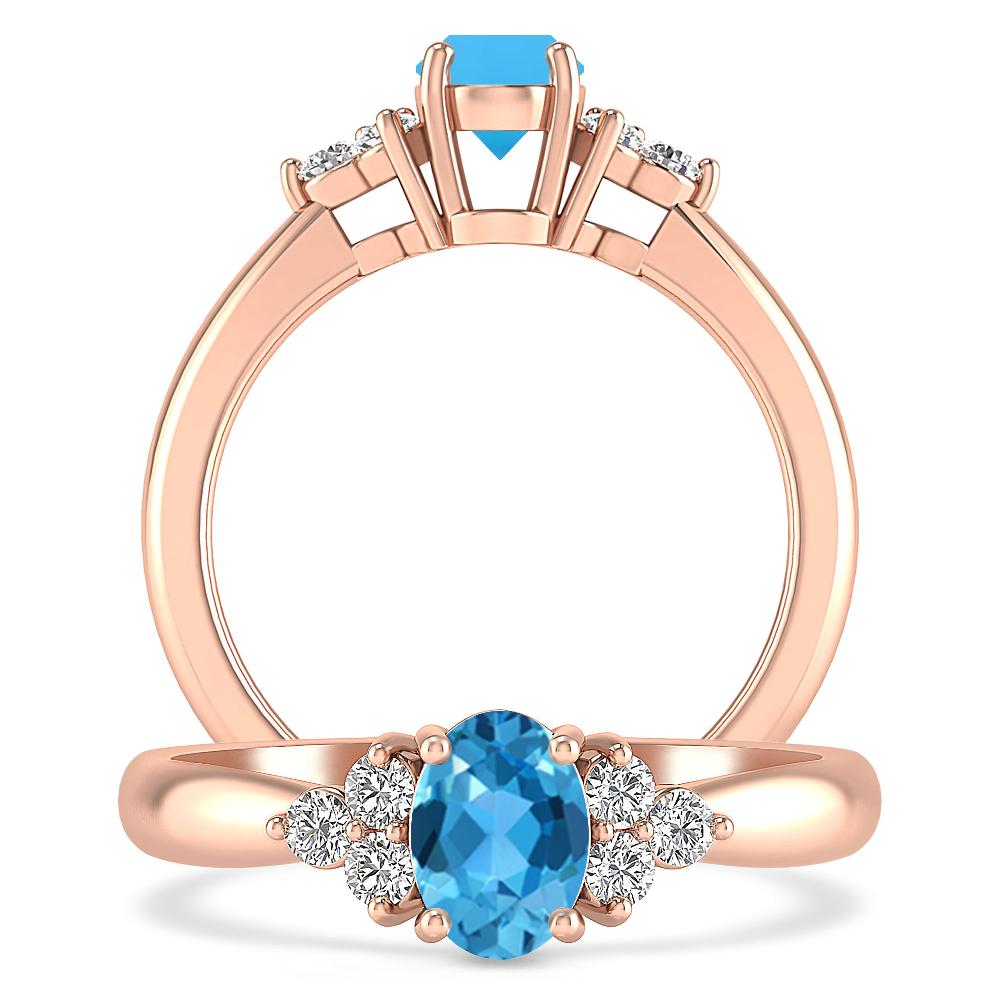 Rose Gold - Blue Topaz