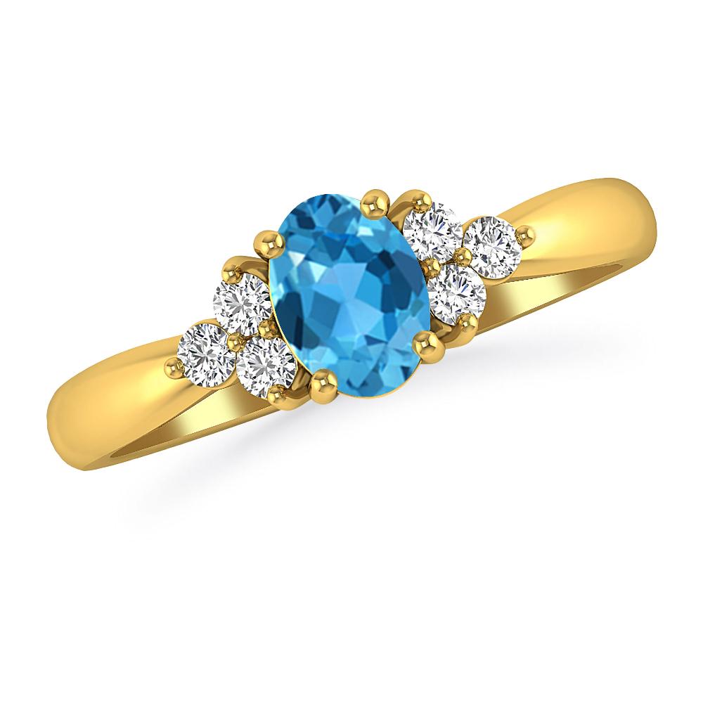 Yellow Gold - Blue Topaz