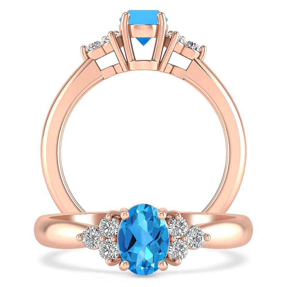 Rose Gold - Blue Topaz