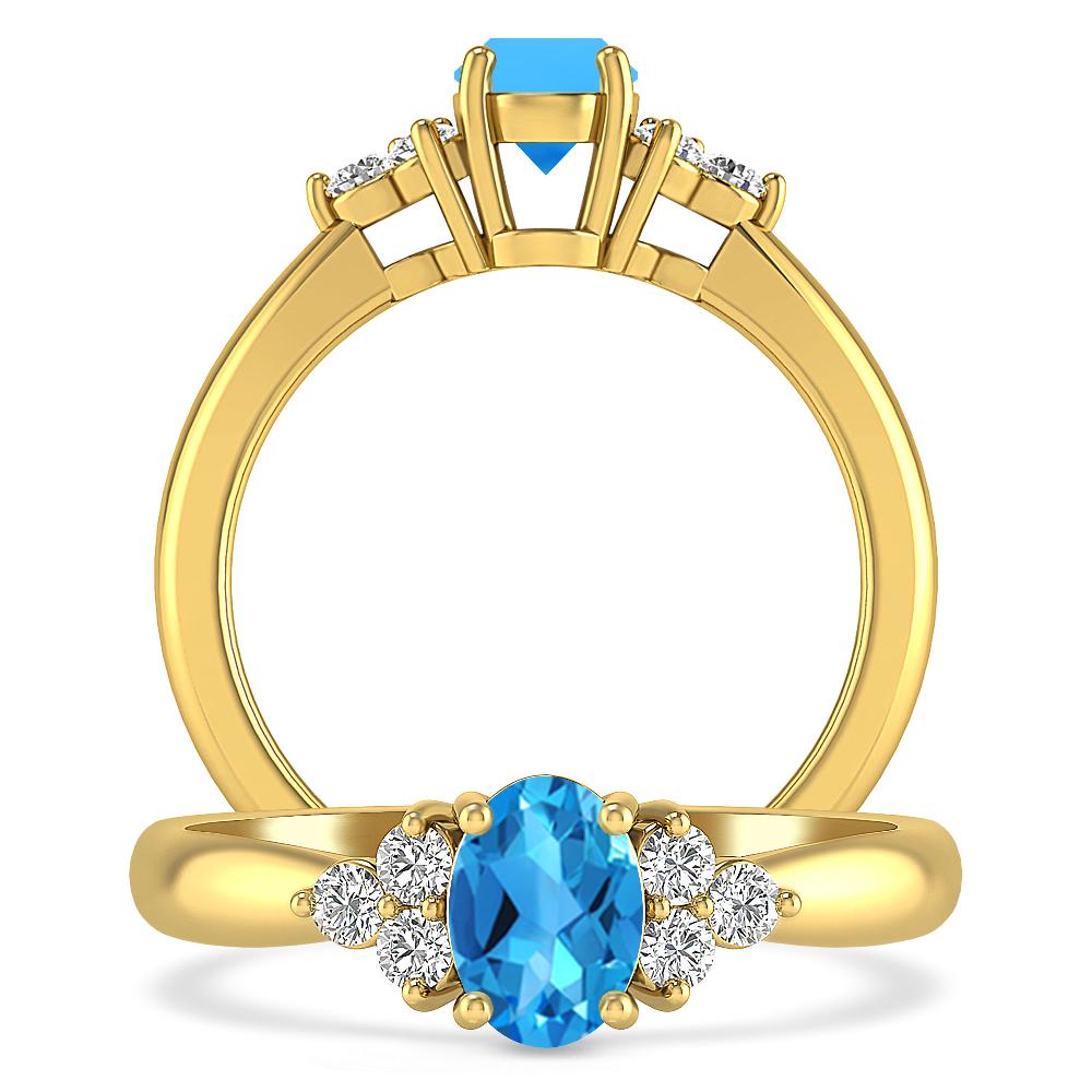 Yellow Gold - Blue Topaz