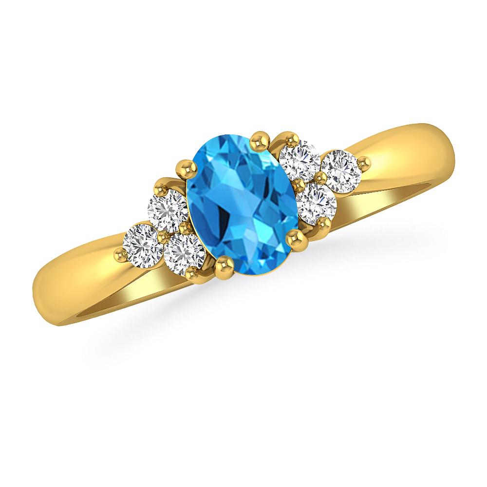 Yellow Gold - Blue Topaz