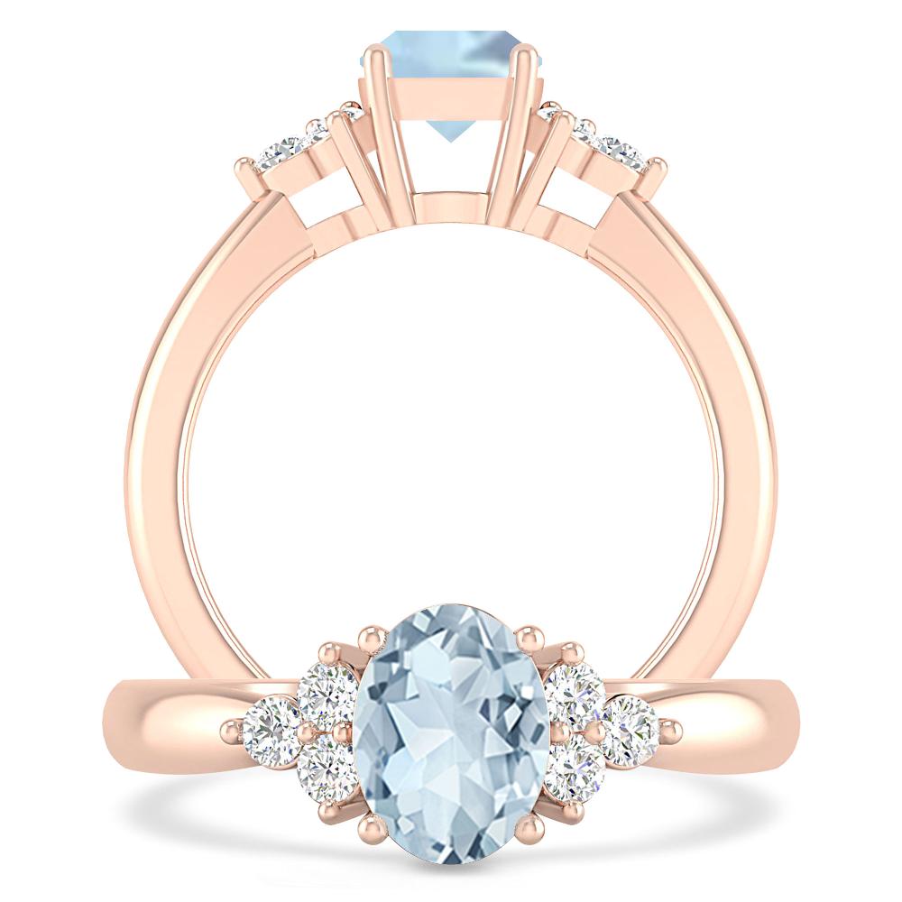 Rose Gold - Aquamarine