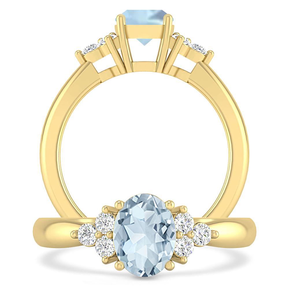 Yellow Gold - Aquamarine