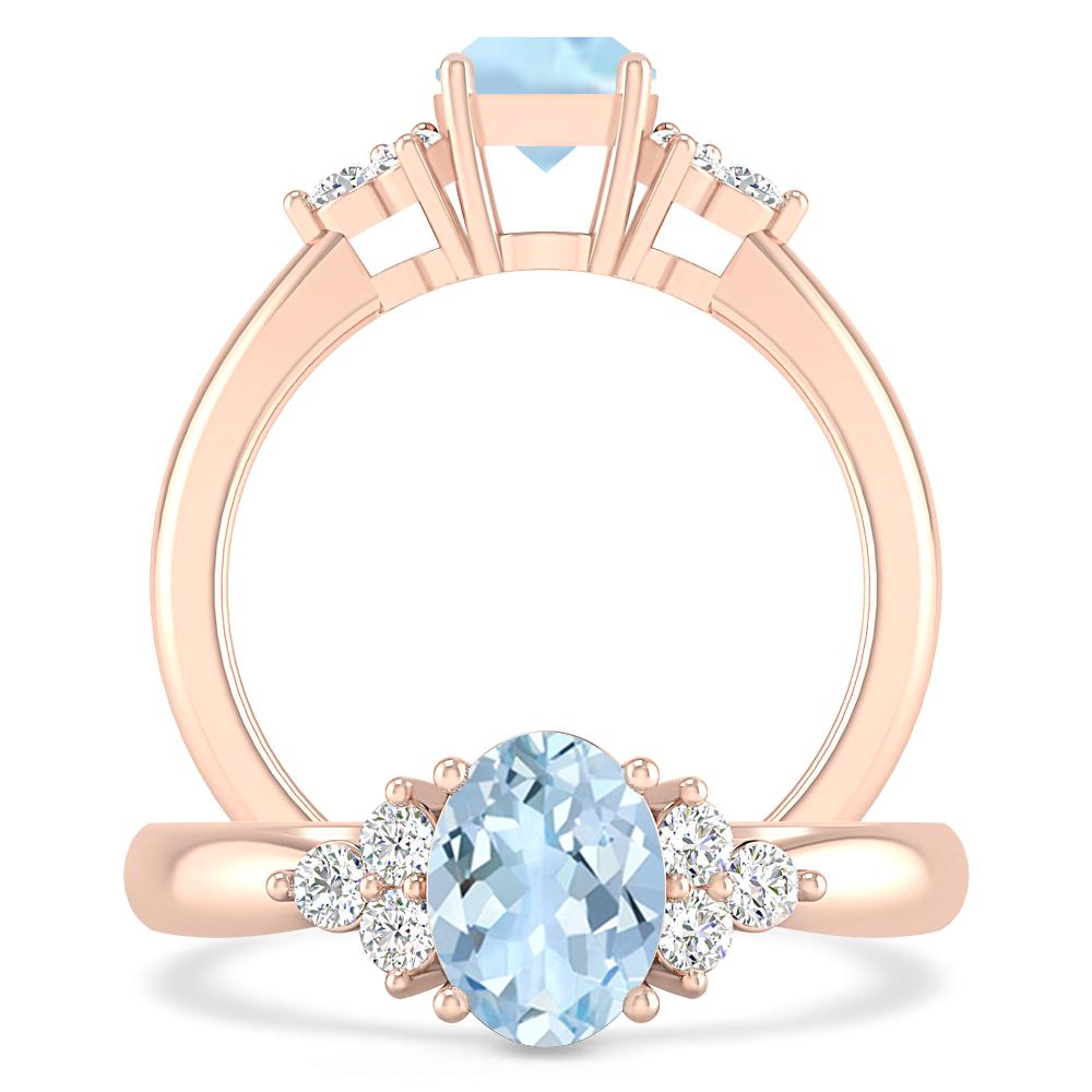 Rose Gold - Aquamarine