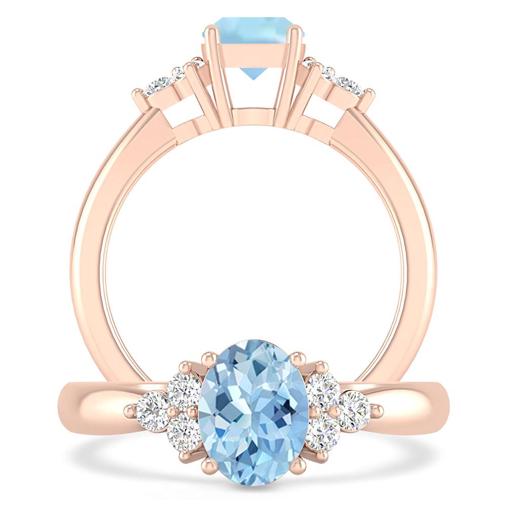 Rose Gold - Aquamarine