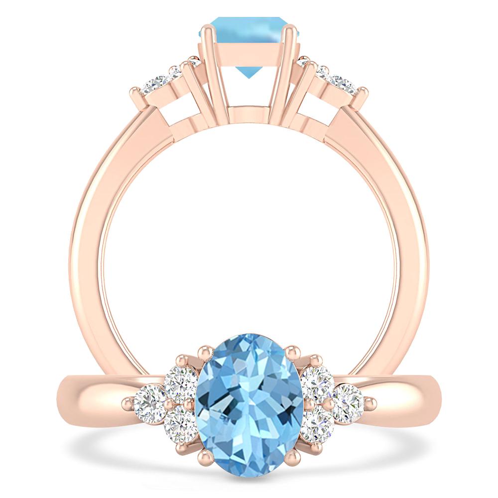 Rose Gold - Aquamarine