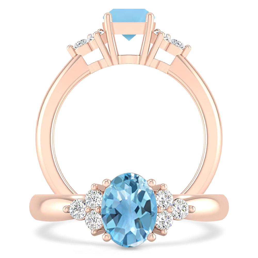 Rose Gold - Blue Topaz