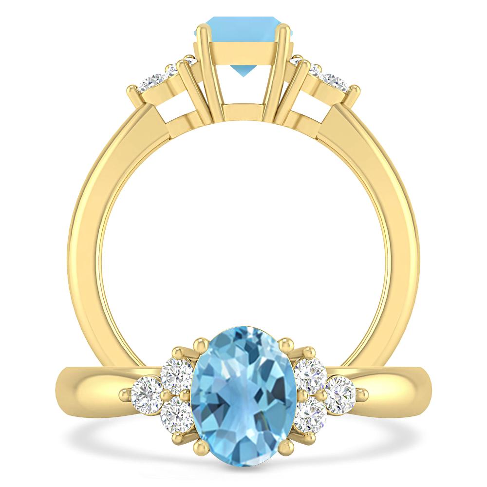 Yellow Gold - Blue Topaz