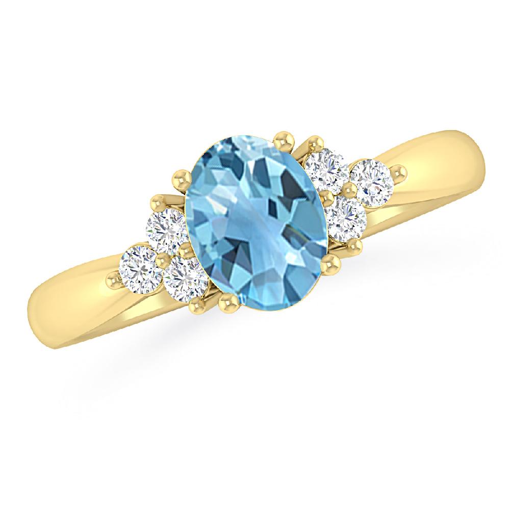 Yellow Gold - Blue Topaz