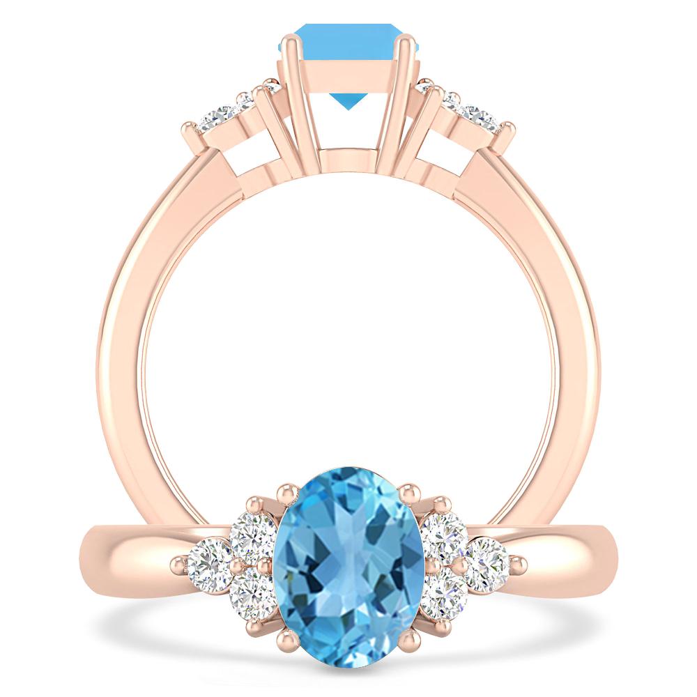 Rose Gold - Blue Topaz