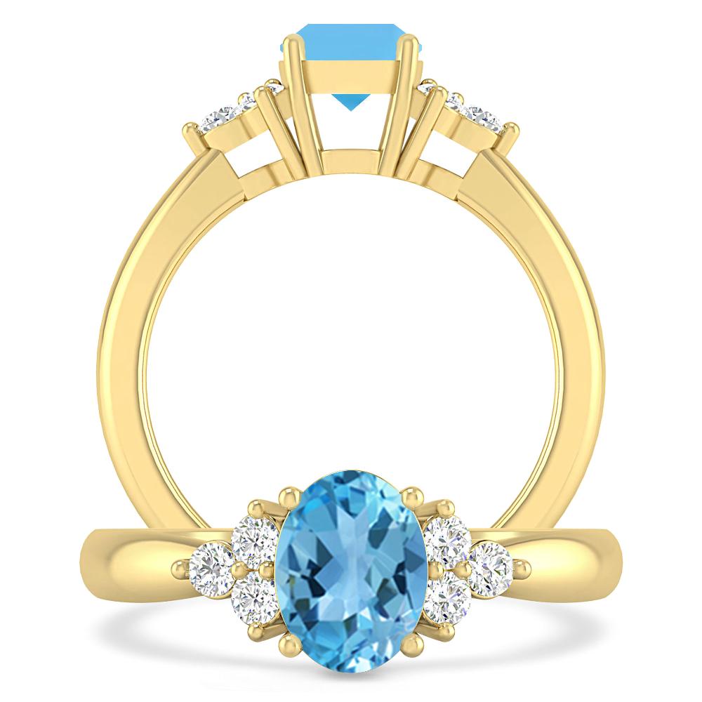 Yellow Gold - Blue Topaz