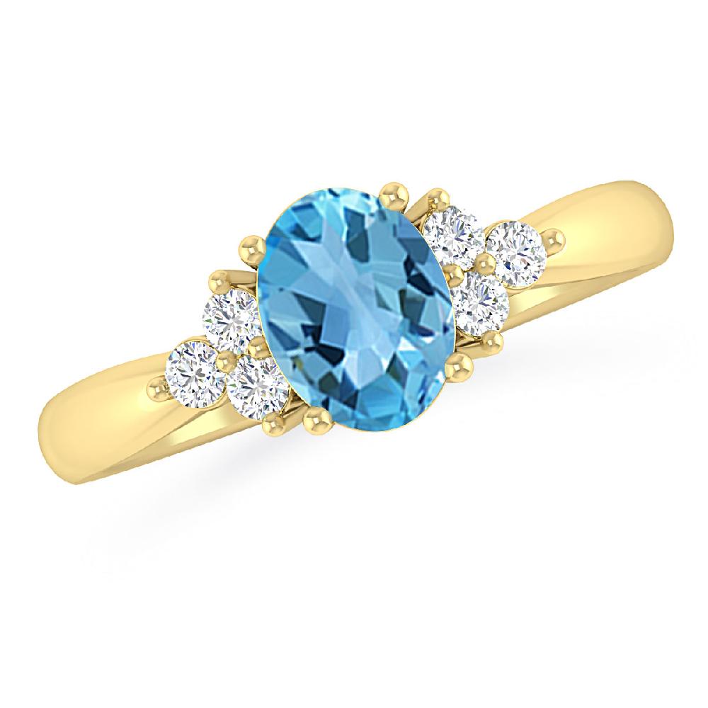 Yellow Gold - Blue Topaz