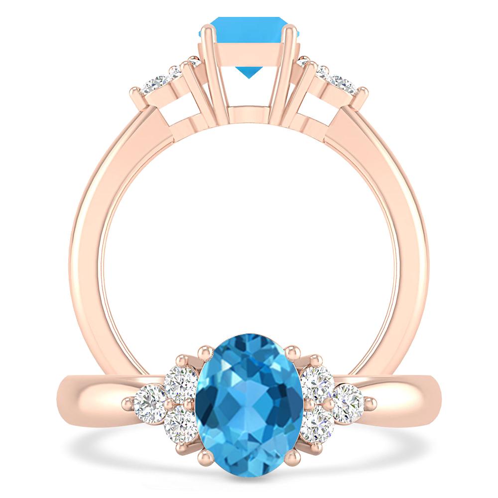 Rose Gold - Blue Topaz