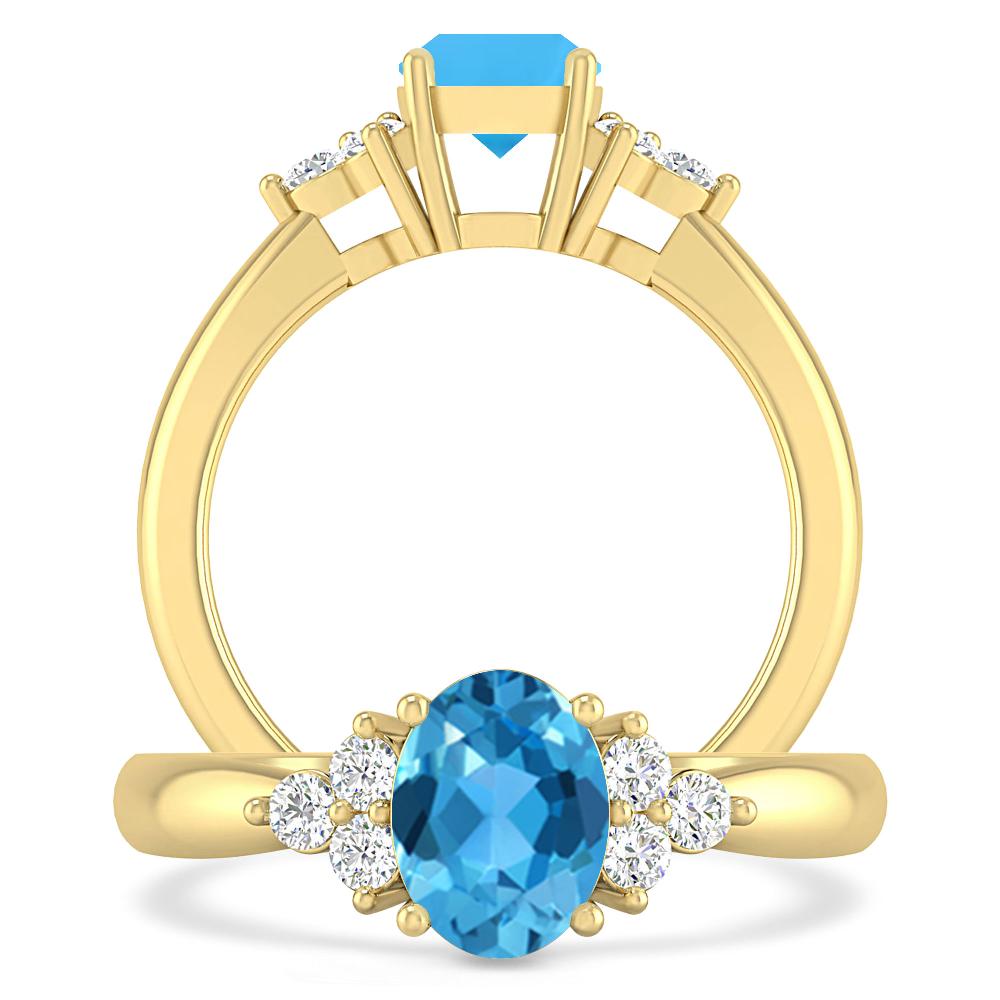 Yellow Gold - Blue Topaz