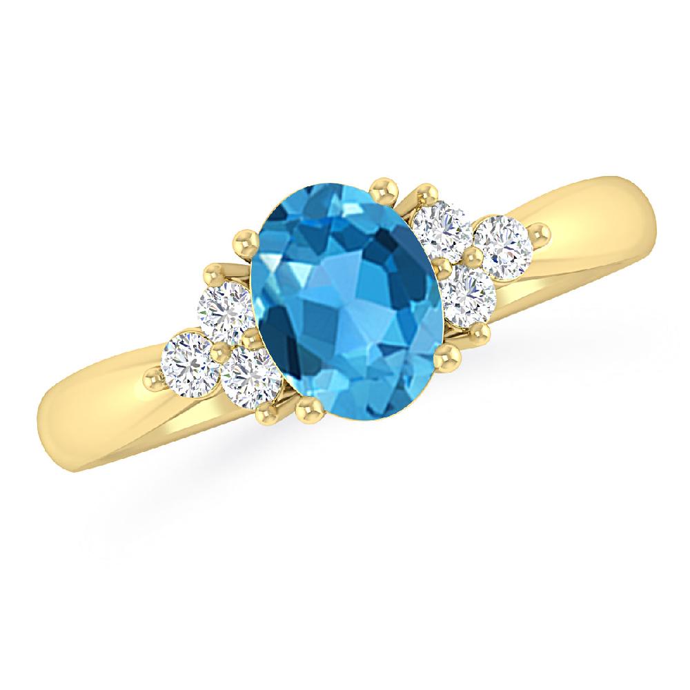 Yellow Gold - Blue Topaz