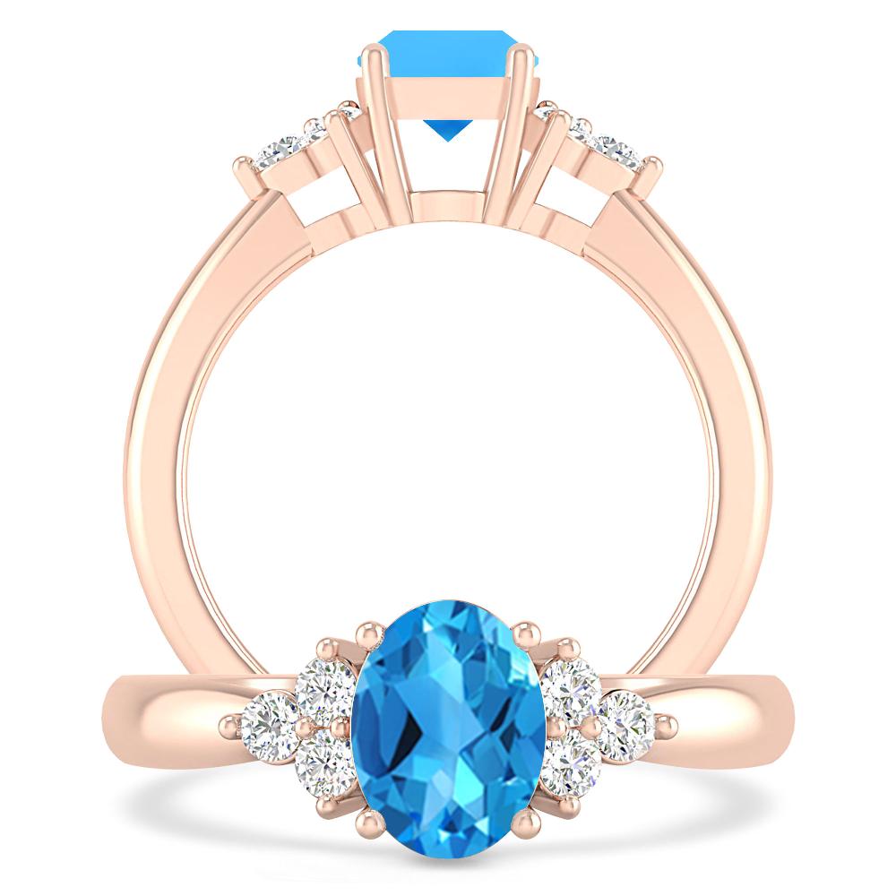 Rose Gold - Blue Topaz