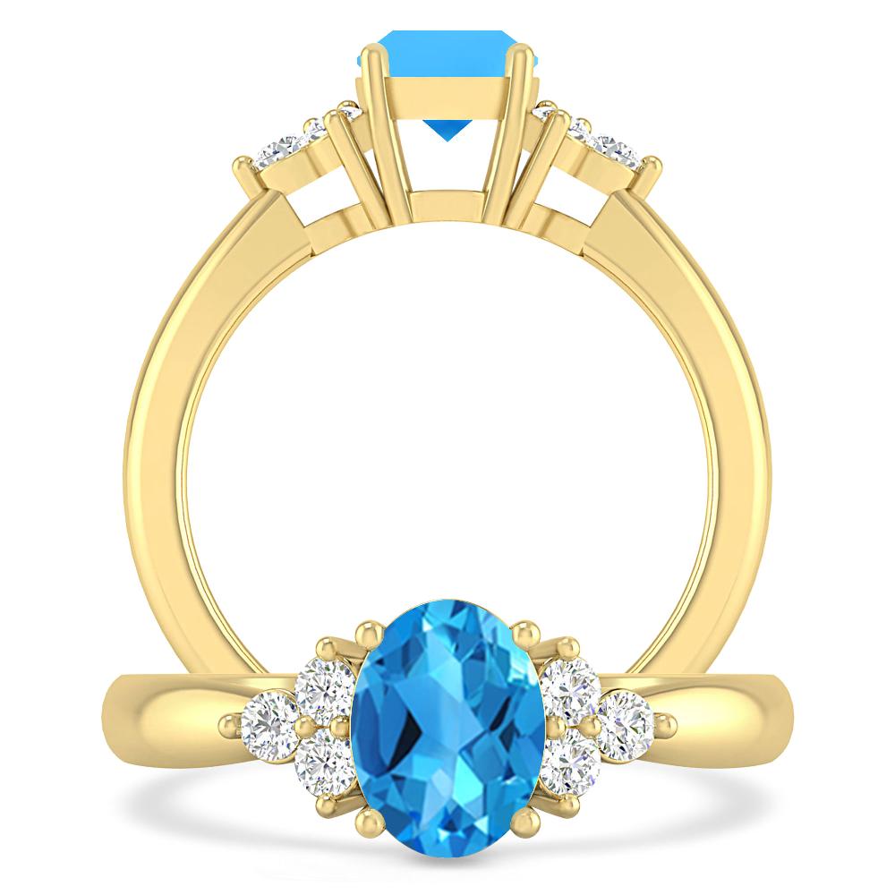 Yellow Gold - Blue Topaz