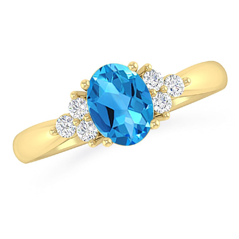 Yellow Gold - Blue Topaz