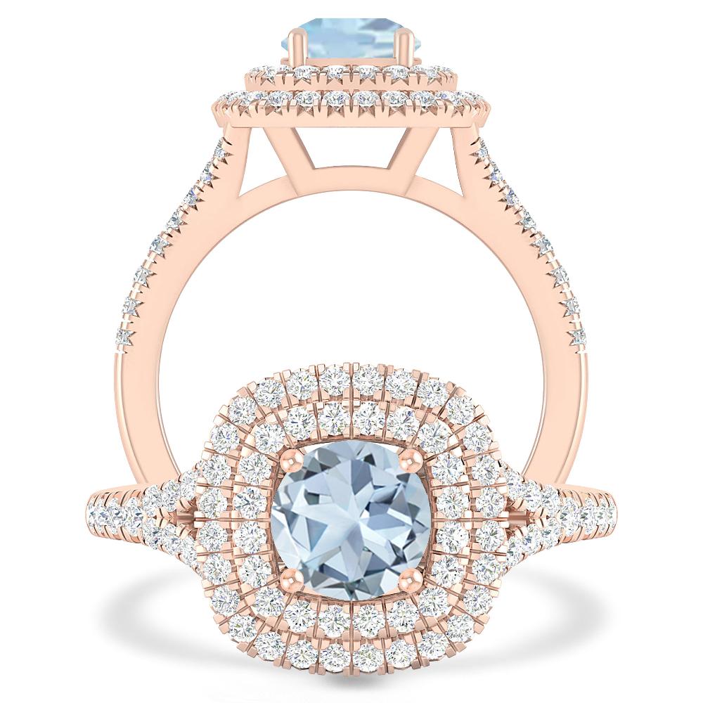 Rose Gold - Aquamarine